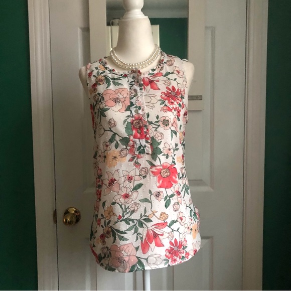 3 for $30 Anthropologie Floral sleevelesss Blouse XS - Picture 1 of 6